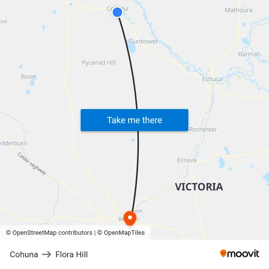 Cohuna to Flora Hill map