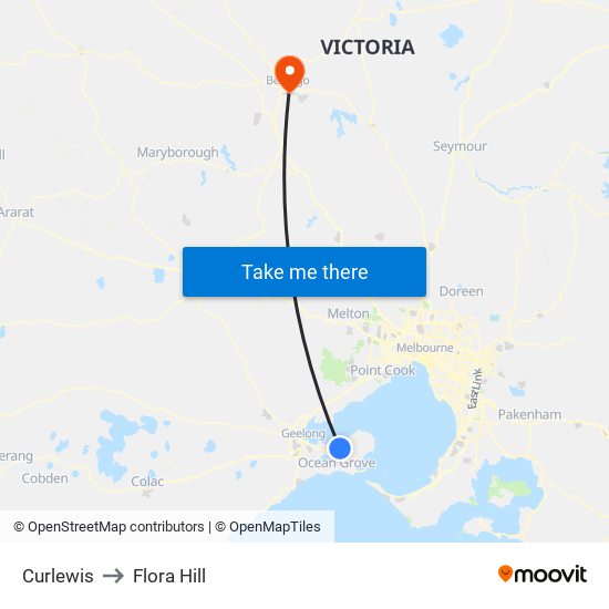 Curlewis to Flora Hill map