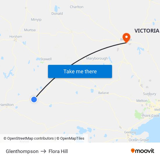 Glenthompson to Flora Hill map