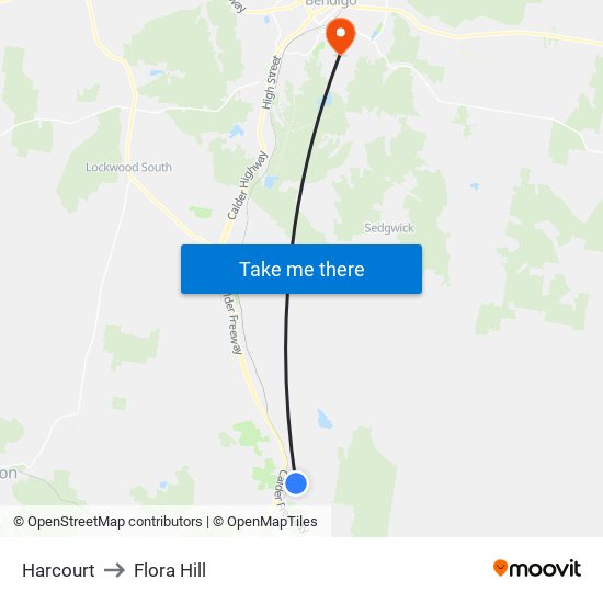 Harcourt to Flora Hill map
