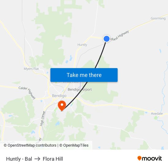 Huntly - Bal to Flora Hill map