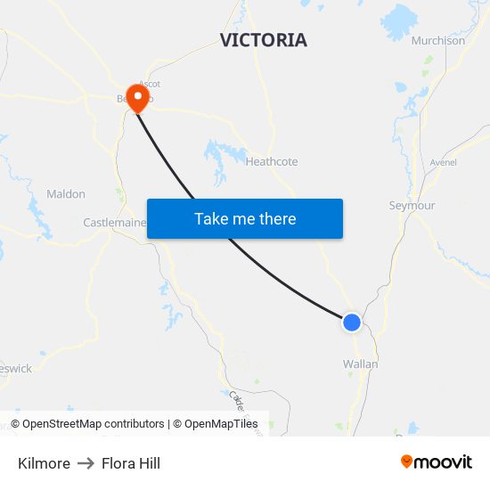 Kilmore to Flora Hill map