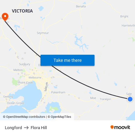 Longford to Flora Hill map