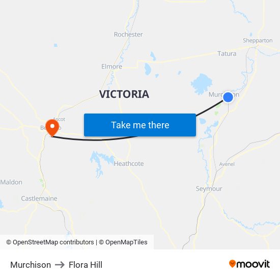 Murchison to Flora Hill map