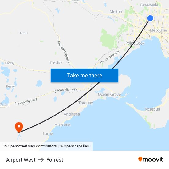 Airport West to Forrest map