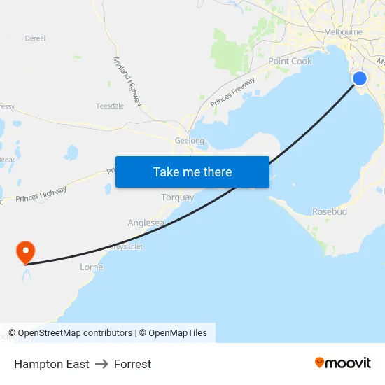 Hampton East to Forrest map