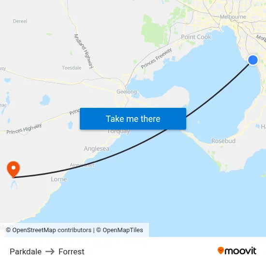 Parkdale to Forrest map
