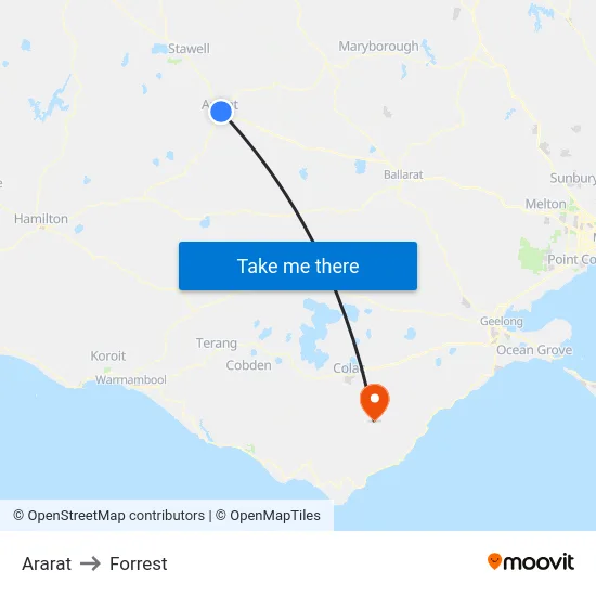 Ararat to Forrest map