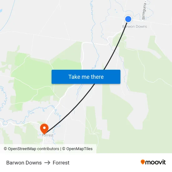 Barwon Downs to Forrest map