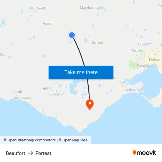 Beaufort to Forrest map