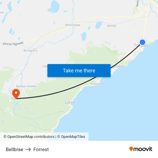Bellbrae to Forrest map