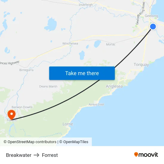 Breakwater to Forrest map