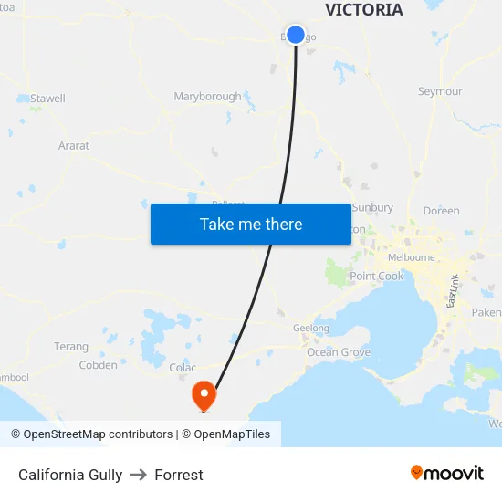 California Gully to Forrest map