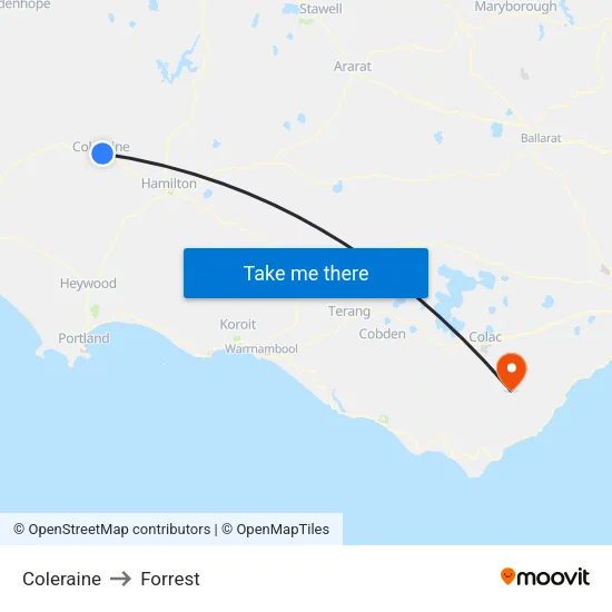 Coleraine to Forrest map