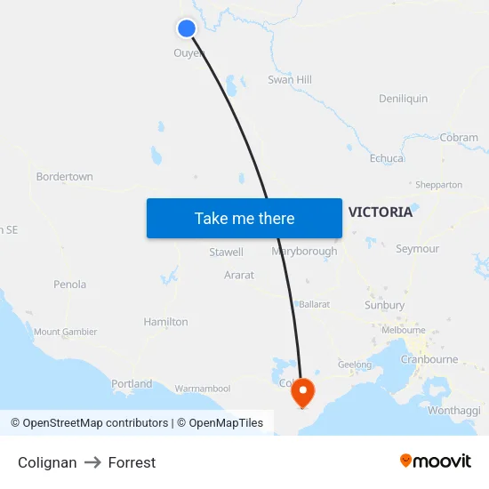 Colignan to Forrest map