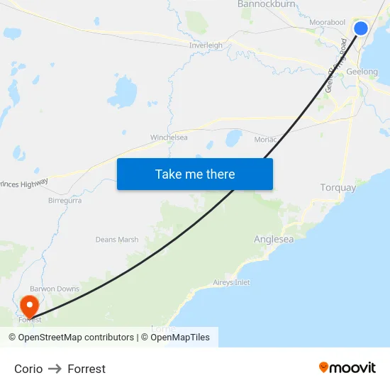 Corio to Forrest map