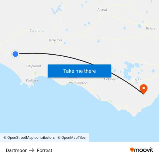 Dartmoor to Forrest map