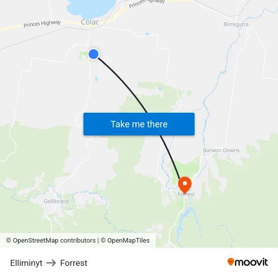 Elliminyt to Forrest map