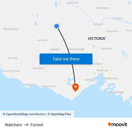 Watchem to Forrest map
