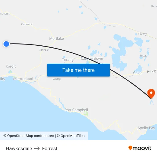 Hawkesdale to Forrest map
