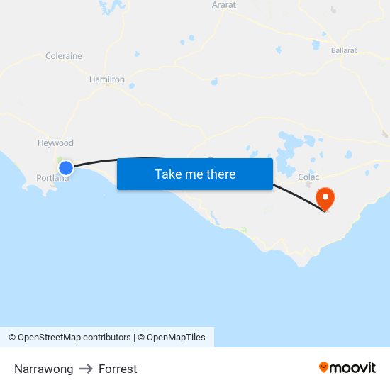 Narrawong to Forrest map