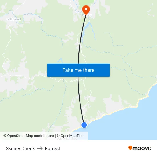 Skenes Creek to Forrest map