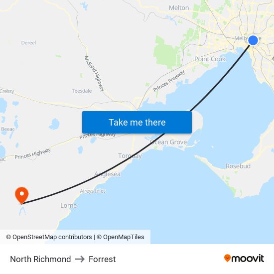 North Richmond to Forrest map