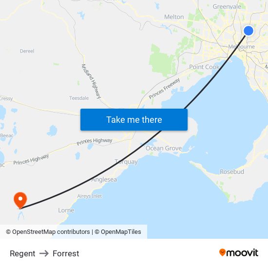 Regent to Forrest map