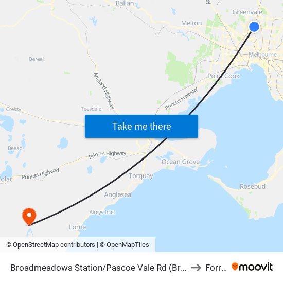 Broadmeadows Station/Pascoe Vale Rd (Broadmeadows) to Forrest map