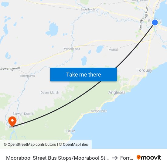 Moorabool Street Bus Stops/Moorabool St (Geelong) to Forrest map