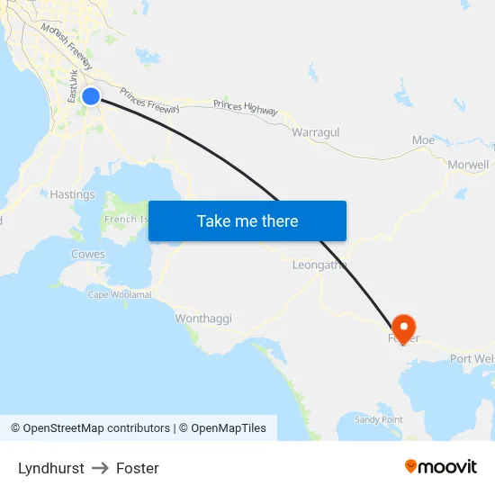 Lyndhurst to Foster map