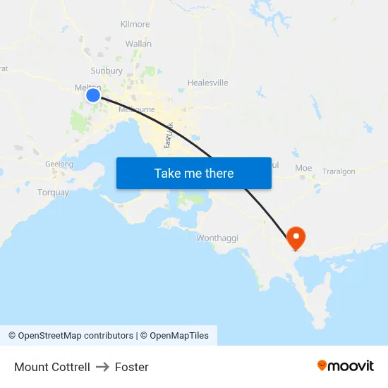 Mount Cottrell to Foster map
