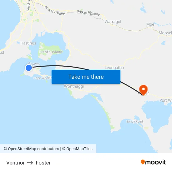Ventnor to Foster map