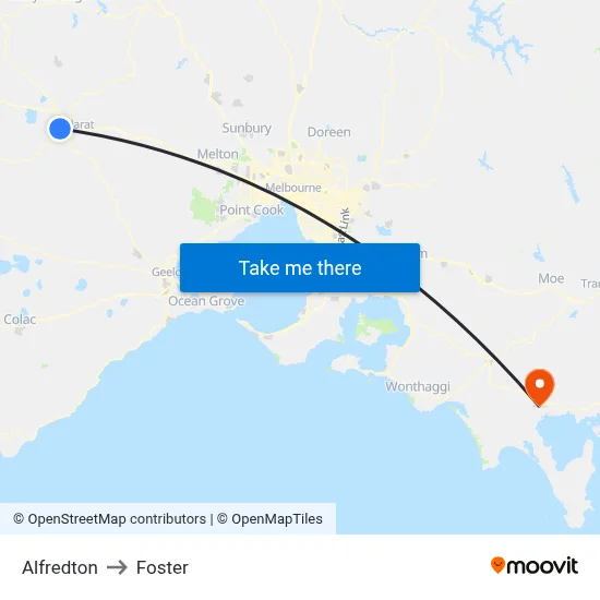 Alfredton to Foster map
