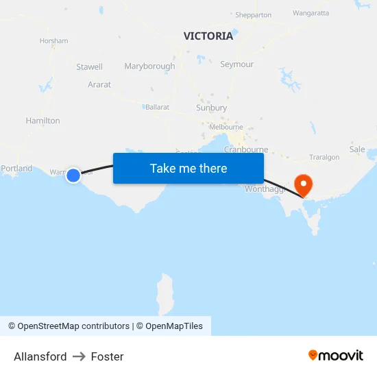 Allansford to Foster map