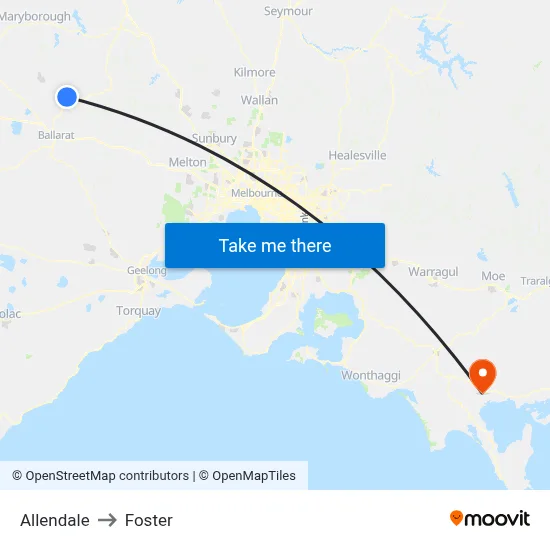 Allendale to Foster map