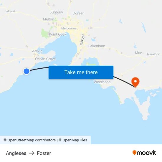 Anglesea to Foster map