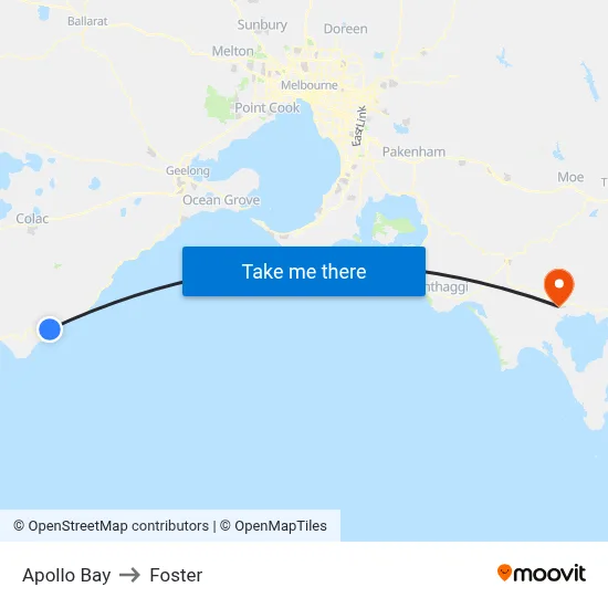 Apollo Bay to Foster map