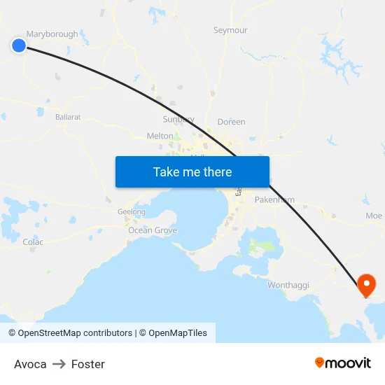 Avoca to Foster map