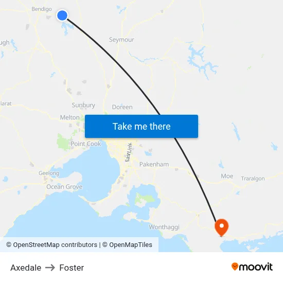 Axedale to Foster map