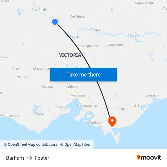 Barham to Foster map