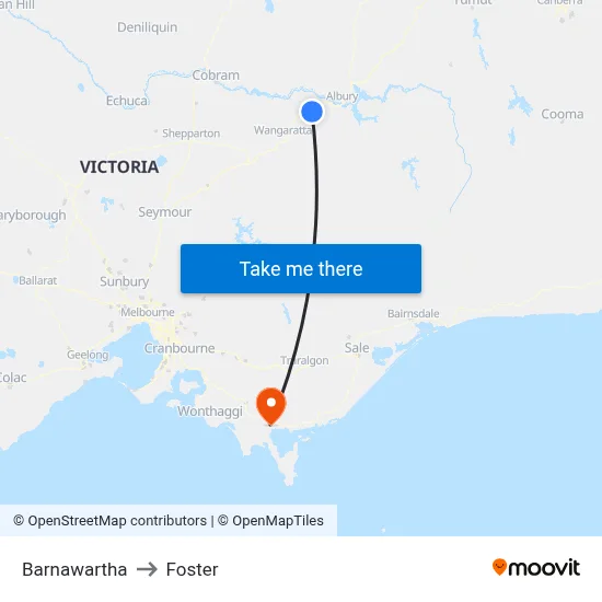 Barnawartha to Foster map