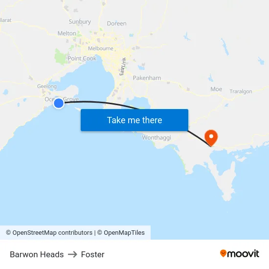 Barwon Heads to Foster map