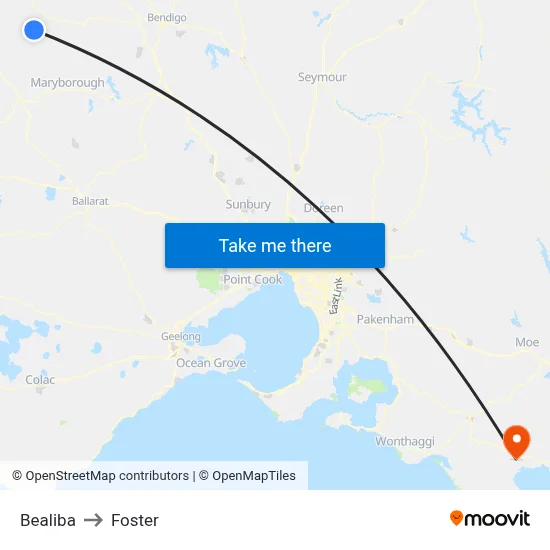 Bealiba to Foster map