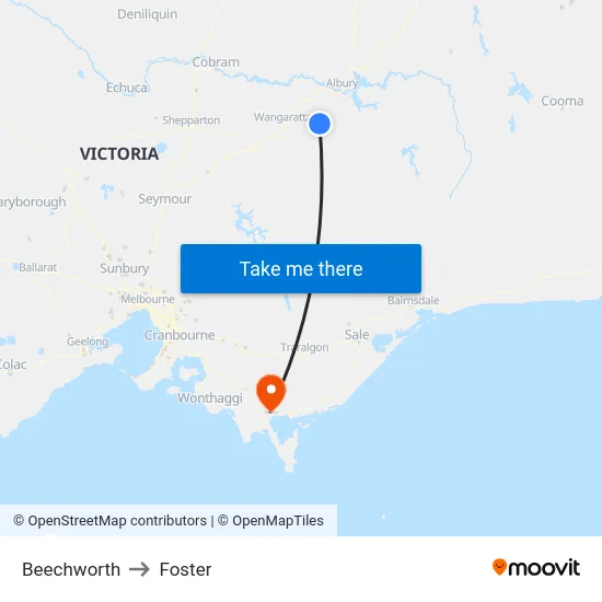 Beechworth to Foster map