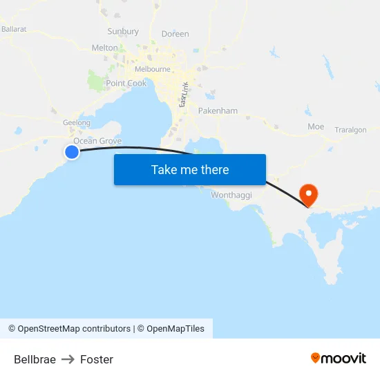 Bellbrae to Foster map