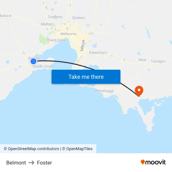 Belmont to Foster map