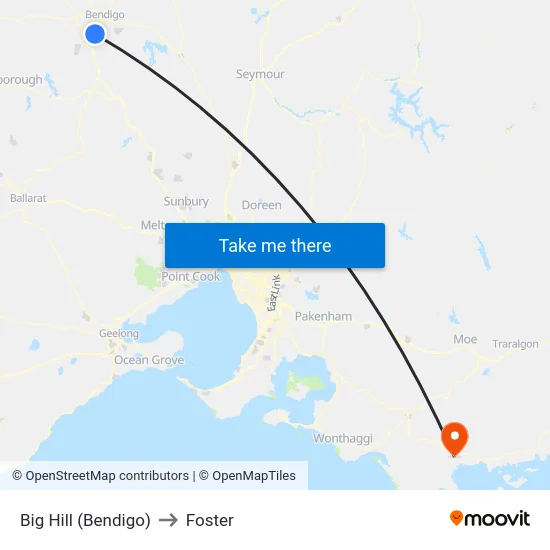 Big Hill (Bendigo) to Foster map
