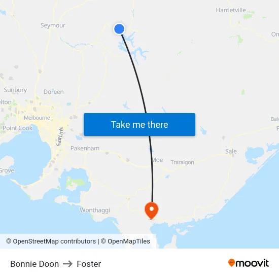 Bonnie Doon to Foster map