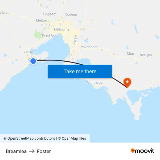 Breamlea to Foster map